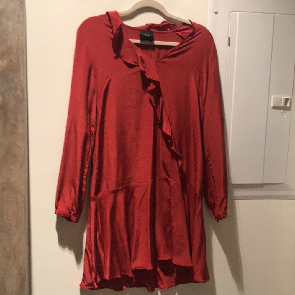 Red silk dress